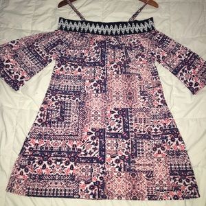 Three Pink Hearts Off-Shoulder Dress